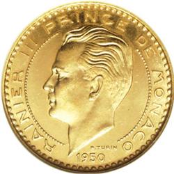 Monaco Rainier III gold Essai 20 Francs 1950,