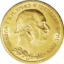 Montenegro Nicholas I gold 10 Perpera 1910, KM8,