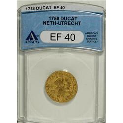Netherlands Utrecht. Gold Trade Ducat 1758, KM7,