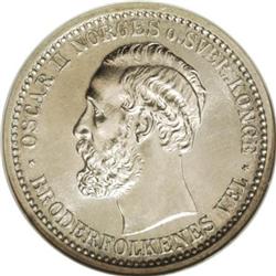 Norway Oscar II 50 Ore 1895, KM356, MS65 NGC,