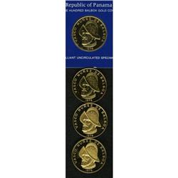 Panama Republic gold 100 Balboas Quartet, KM41,