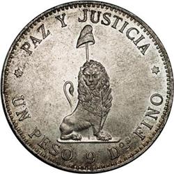 Paraguay Republic Peso 1889, KM5, lightly toned