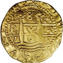 Peru Felipe V cob gold 8 Escudos 1708-H, KM38.1,