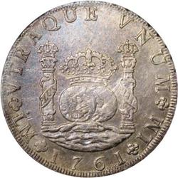 Peru Carlos III Pillar 8 Reales 1761-JM One Dot,