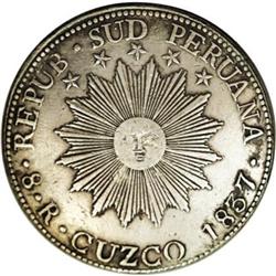 Peru South Peru Republic 8 Reales 1837-BA Raised