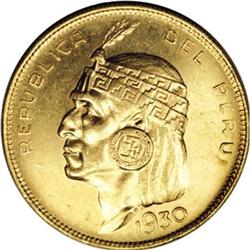 Peru Republic gold 50 Soles 1930, KM219, nice