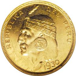 Peru Republic gold 50 Soles 1930, KM219, MS62