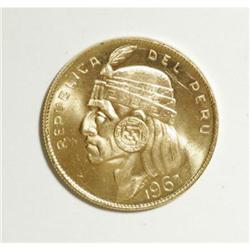 Peru Republic gold 50 Soles 1967, KM219, choice