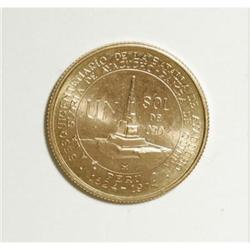 Peru Republic gold Sol de Oro 1976, KM269,
