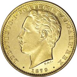 Portugal Luis I gold 10,000 Reis 1879, KM520,