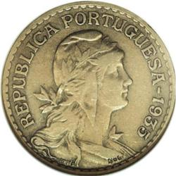 Portugal Republic 1 Escudo 1935, KM-578, key