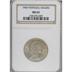 Portugal Republic 1 Escudo 1940, KM-578, MS63