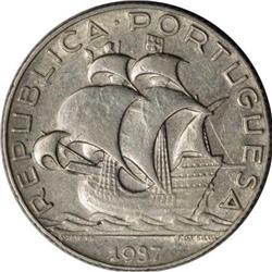 Portugal Republic 2.5 Escudos 1937, KM-580, XF