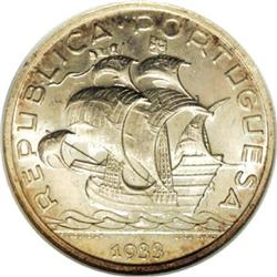 Portugal Republic 10 Escudos 1933, KM-582, MS62