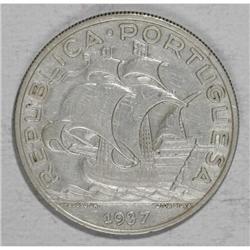 Portugal Republic 10 Escudos 1937, KM-582,