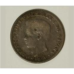 Puerto Rico Alfonso XIII 40 Centavos 1896, KM23,