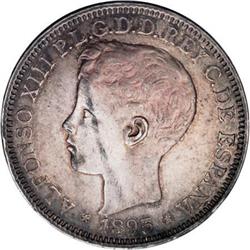 Puerto Rico Alfonso VIII silver Peso 1895-PGV,