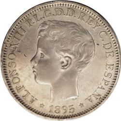 Puerto Rico Alfonso XIII Peso 1895, KM24, toned