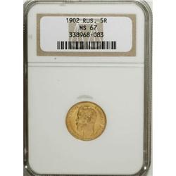 Russia Nicholas II. Gold 5 Roubles 1902 AP,