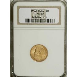 Russia Nicholas II. Gold 5 Roubles 1902 AP,