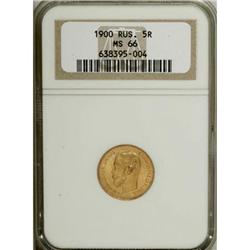 Russia A pair of Nicholas II gold 5 Roubles