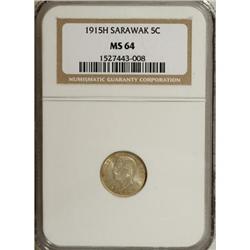 Sarawak Charles J. Brooke 5 Cents 1915H, KM8,