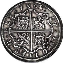 Spain Felipe II 8 Reales 1591/0 Segovia, Cayon