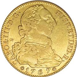 Spain Carlos III gold 4 Escudos 1787-DV Madrid,