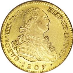 Spain Carlos IIII gold 2 Escudos 1807-AI Madrid,