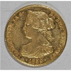 Spain Isabel II gold 100 Reales 1859 Seville,