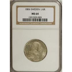 Sweden Gustaf IV 1/6 Riksdaler 1803-OL, KM560,