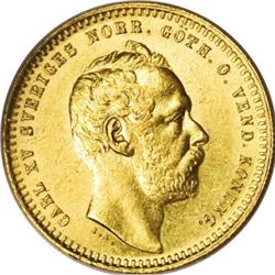 Sweden Carl XV gold Ducat 1864/3-ST, KM709,