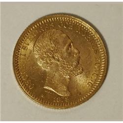 Sweden Oscar II gold 20 Kronor 1878/7-EB, KM748,