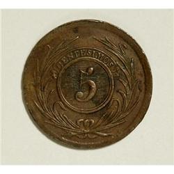 Uruguay Republic Copper Trio, KM1 5 Centesimos