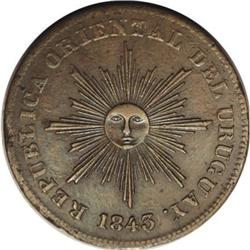 Uruguay Republic 20 Centesimos 1843/0, KM2.2,