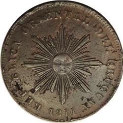 Uruguay Republic 40 Centesimos 1844, KM3, male