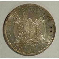 Uruguay Republic Peso 1877A, KM17, choice