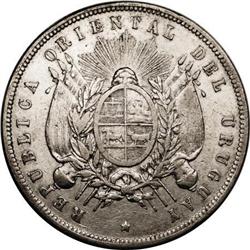 Uruguay Republic Peso 1878A, KM17a, rare date,
