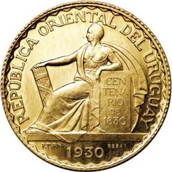 Uruguay Republic gold Pattern 20 Centesimos