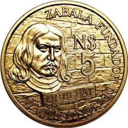 Uruguay Republic gold 5 New Pesos 1976, KM70a,
