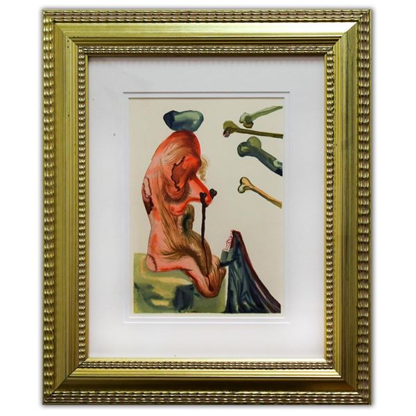 Salvador Dali- Original Color Woodcut on B.F.K. Rives Paper "Inferno 18"