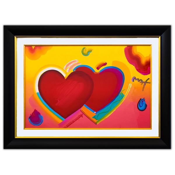 Peter Max- Original Mixed Media "Two Hearts As One"