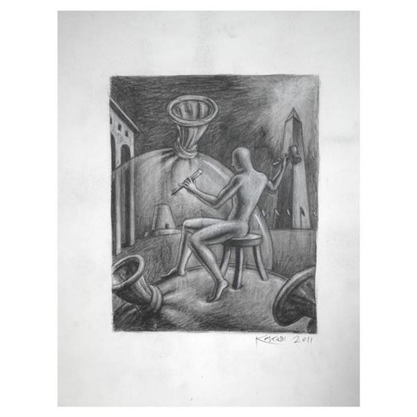 Mark Kostabi "Pop Art" Hand Signed Original Artwork with COA.