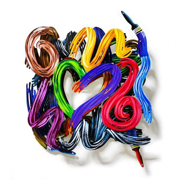 Patricia Govezensky- Original Painting on Cutout Steel "Work of Heart (Mini Series)"