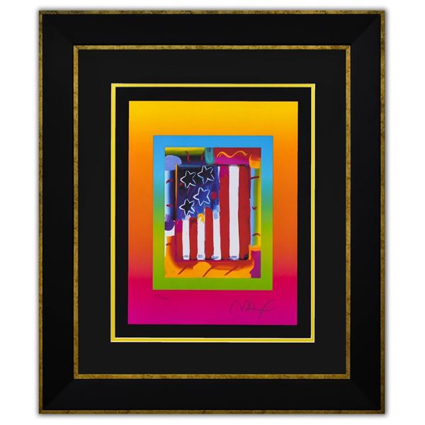 Peter Max- Original Lithograph "Flag with Heart on Blends III"