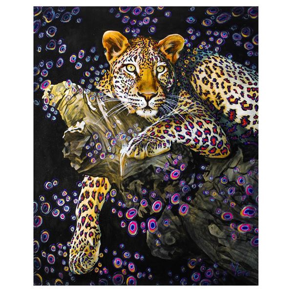 Vera V. Goncharenko- Original Oil on Canvas "Hiding on a Tree Trunk"