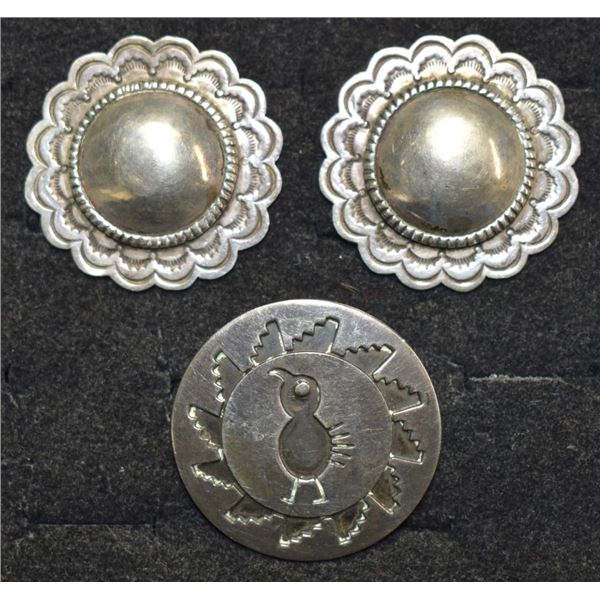 NAVAJO INDIAN EARRINGS AND PIN