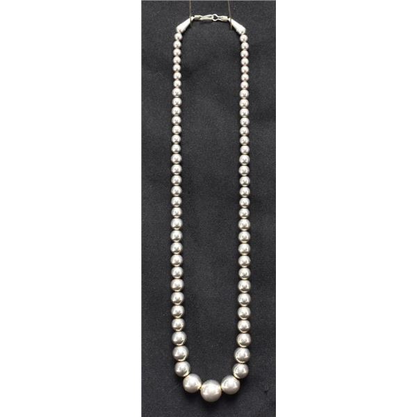 NAVAJO INDIAN SILVER BEAD NECKLACE