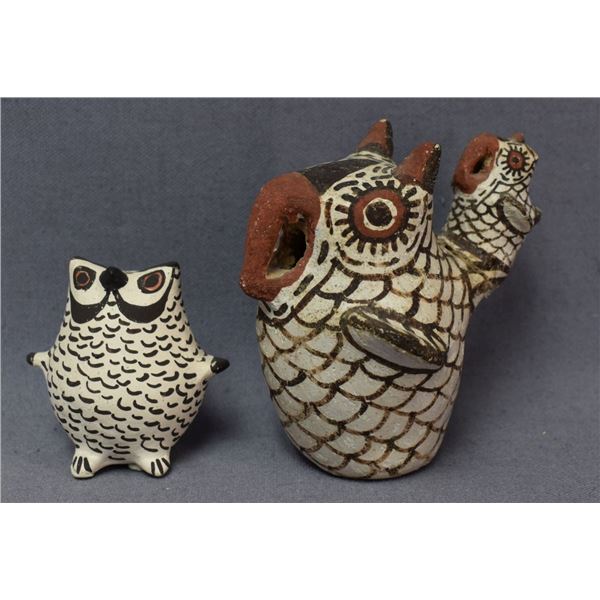 ZUNI AND ACOMA INDIAN POTTERY OWLS