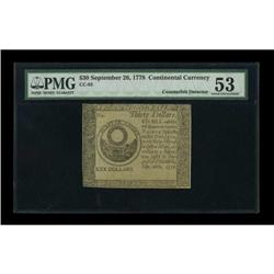 Continental Currency September 26, 1778 $30 PMG